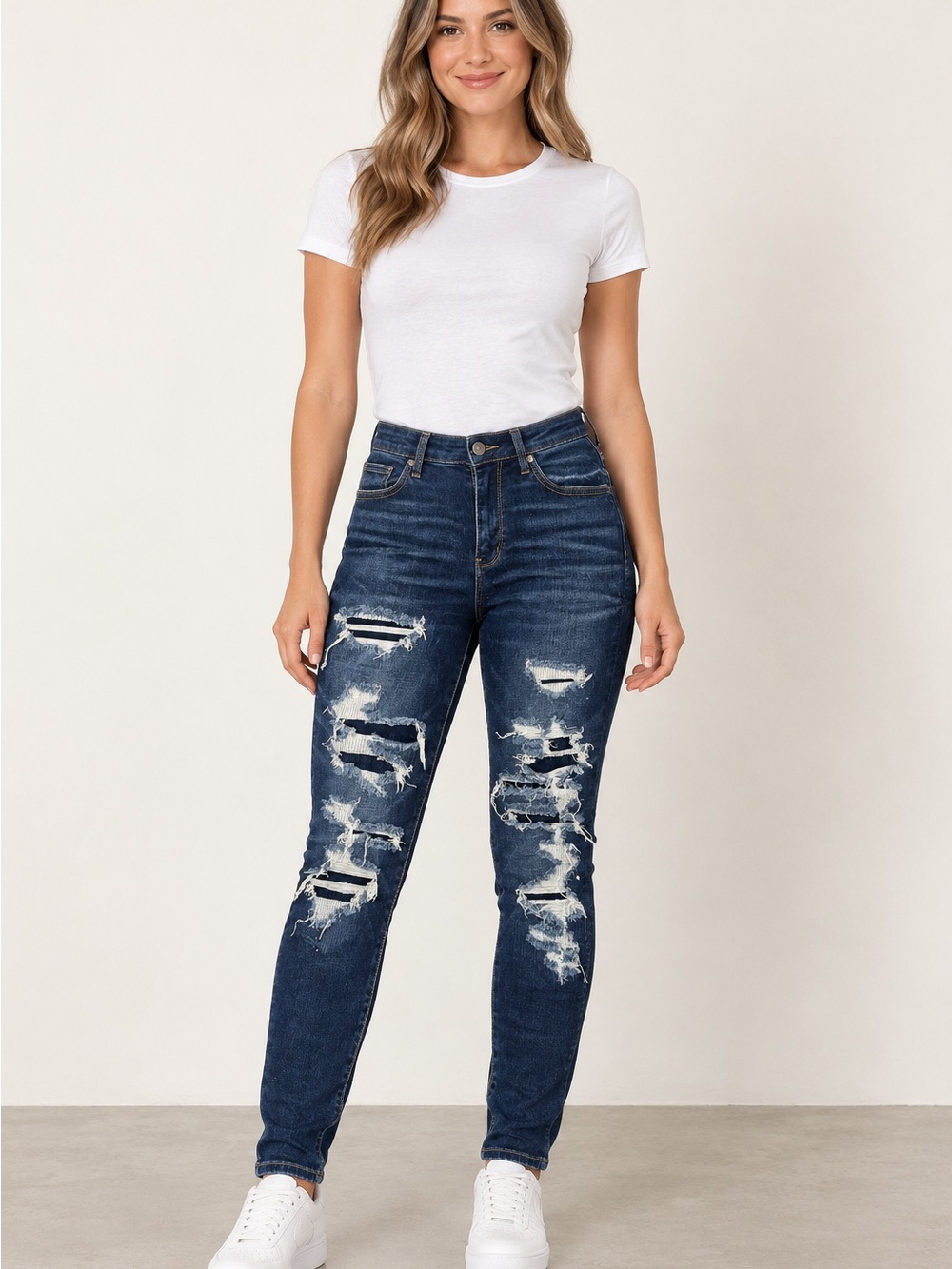 Distressed Blue Jeans